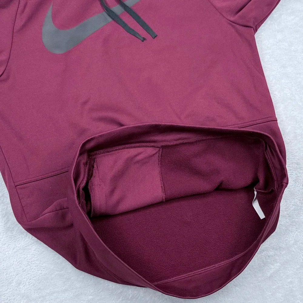 Nike Pullover Swoosh‎ Training Hoodie Mens Medium Therma-FIT Fleece Maroon
